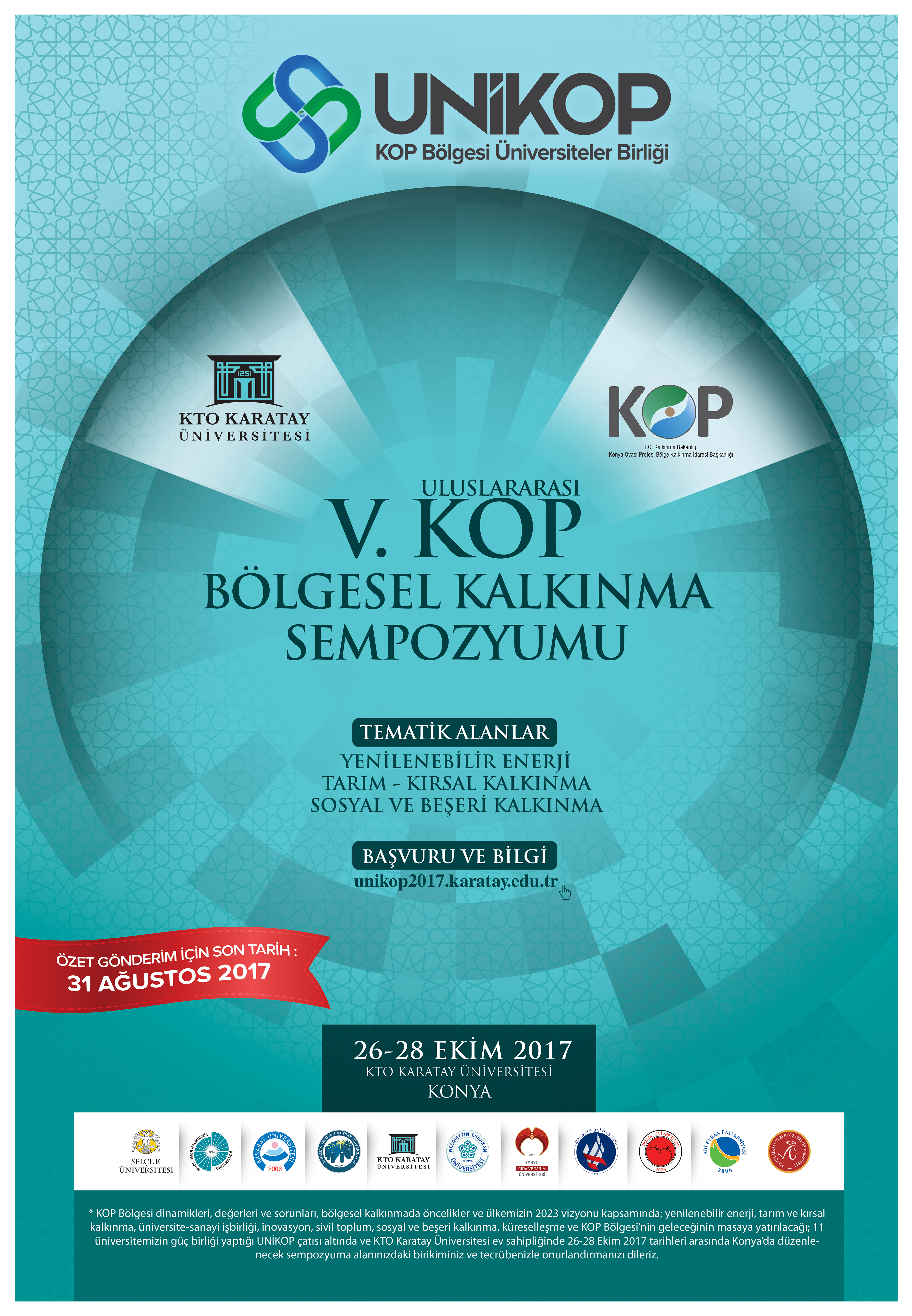 5. Uluslararası Kop Bölgesel Kalkınma Sempozyumu, Konya’da Düzenlenecek